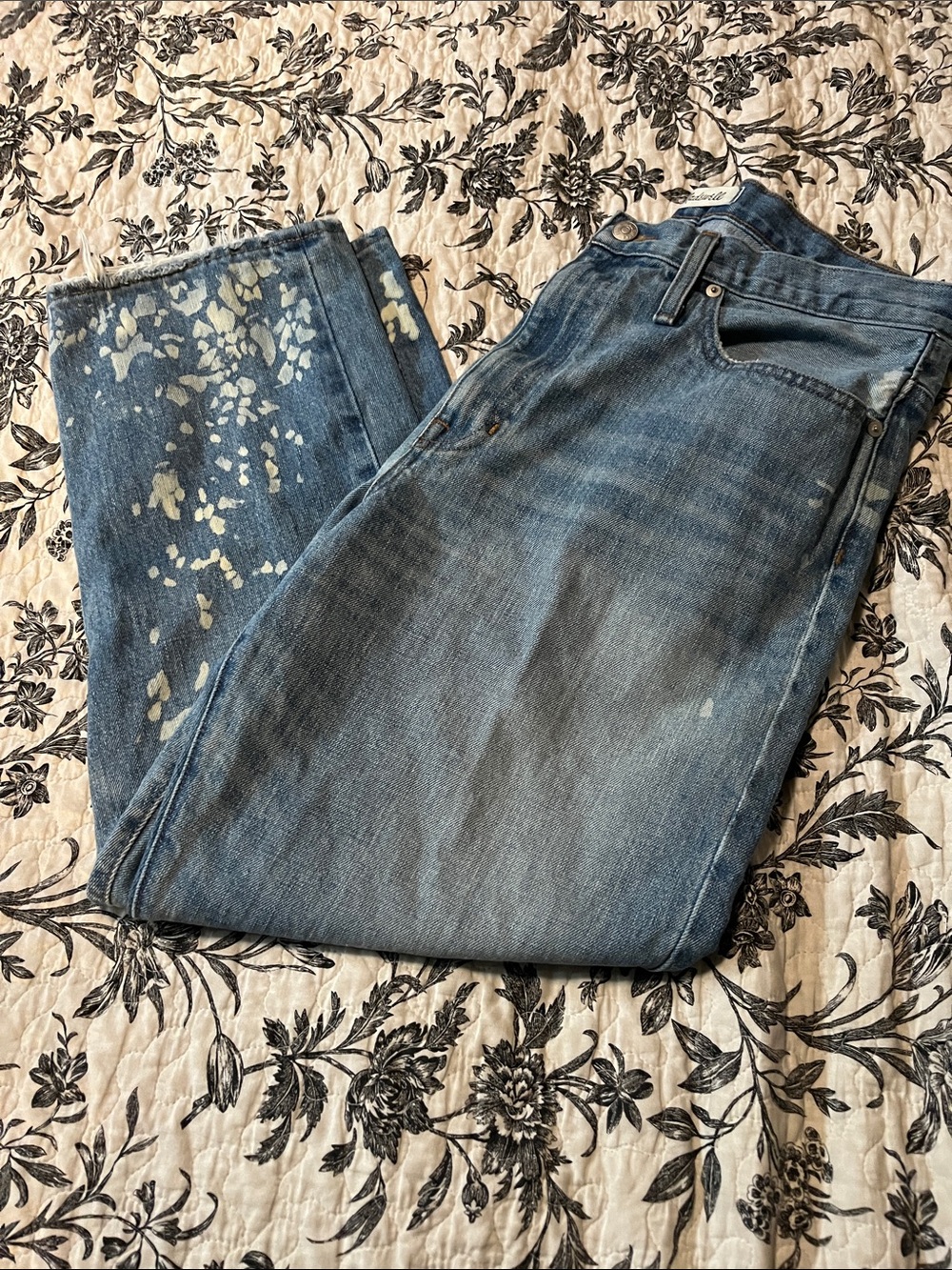 Madewell Blue Flare Jeans with Light Bleach Detail